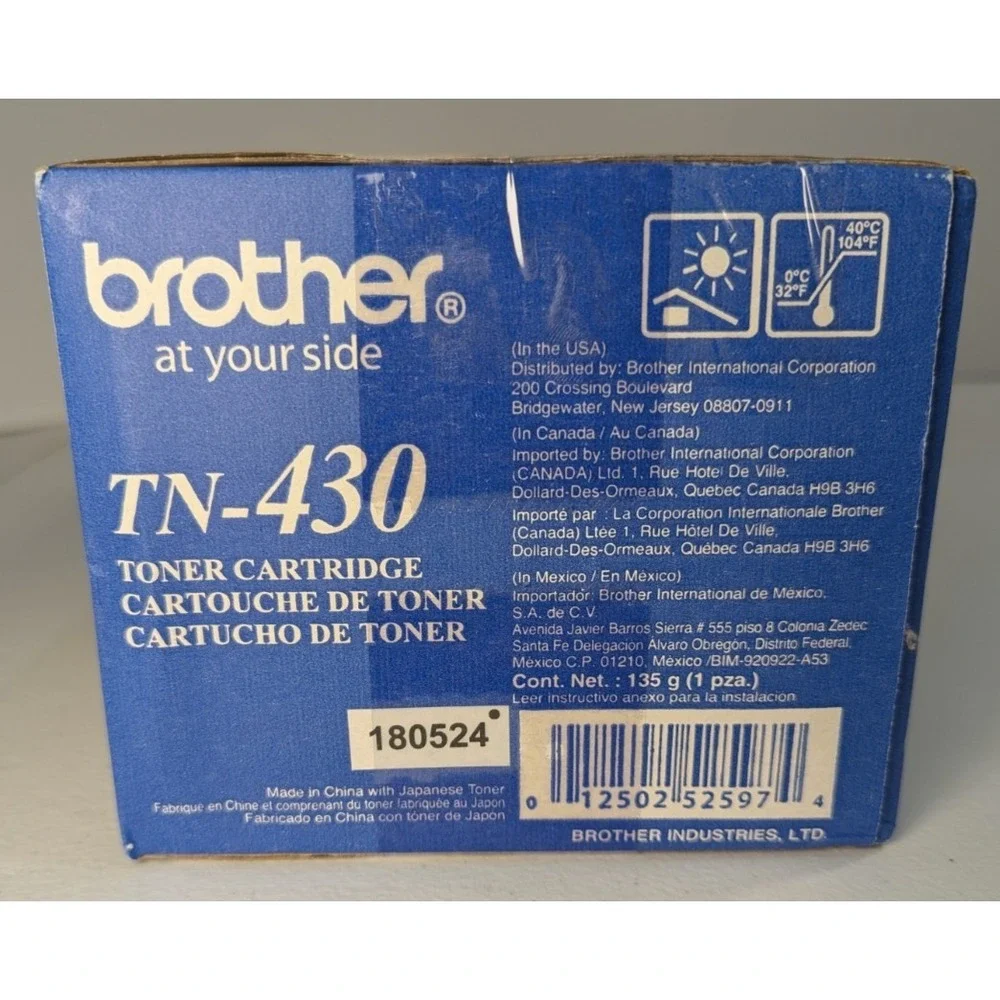 Brother TN-430 Genuine Black Toner Cartridge New Sealed Internal Bag Open Box